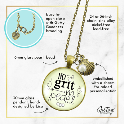 Gutsy Goodness No Grit No Pearl Strength Necklace Southern Inspired Saying Jewelry - Gutsy Goodness;No Grit No Pearl Strength Necklace Southern Inspired Saying Jewelry - Gutsy Goodness Handmade Jewelry Gifts