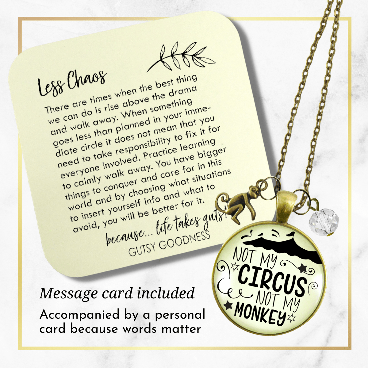 Gutsy Goodness Not My Circus Monkey Necklace Funny Attitude Novelty Jewelry Quote - Gutsy Goodness Handmade Jewelry;Not My Circus Monkey Necklace Funny Attitude Novelty Jewelry Quote - Gutsy Goodness Handmade Jewelry Gifts