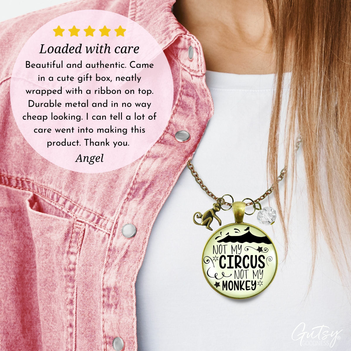 Gutsy Goodness Not My Circus Monkey Necklace Funny Attitude Novelty Jewelry Quote - Gutsy Goodness Handmade Jewelry;Not My Circus Monkey Necklace Funny Attitude Novelty Jewelry Quote - Gutsy Goodness Handmade Jewelry Gifts