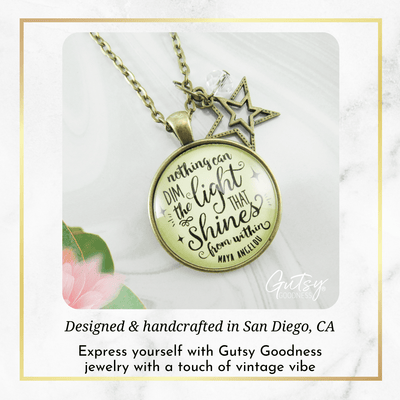 Necklace Nothing Can Dim Light That Shines Necklace Glam Life Quote Star Charm - Gutsy Goodness