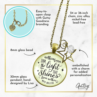 Necklace Nothing Can Dim Light That Shines Necklace Glam Life Quote Star Charm - Gutsy Goodness