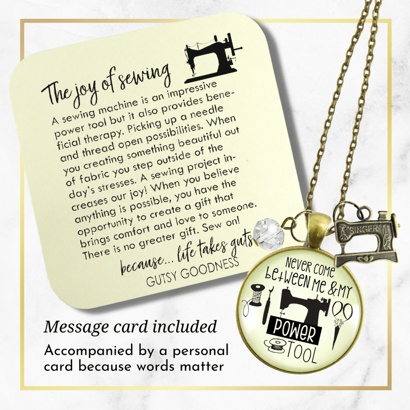Gutsy Goodness Seamstress Necklace My Powertool Quote Sewing Jewelry Machine Charm - Gutsy Goodness Handmade Jewelry;Seamstress Necklace My Powertool Quote Sewing Jewelry Machine Charm - Gutsy Goodness Handmade Jewelry Gifts