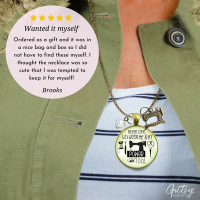 Gutsy Goodness Seamstress Necklace My Powertool Quote Sewing Jewelry Machine Charm - Gutsy Goodness Handmade Jewelry;Seamstress Necklace My Powertool Quote Sewing Jewelry Machine Charm - Gutsy Goodness Handmade Jewelry Gifts