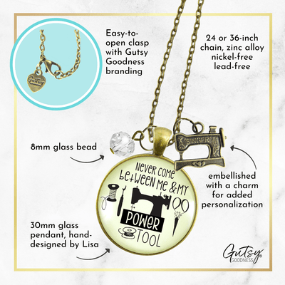 Gutsy Goodness Seamstress Necklace My Powertool Quote Sewing Jewelry Machine Charm - Gutsy Goodness Handmade Jewelry;Seamstress Necklace My Powertool Quote Sewing Jewelry Machine Charm - Gutsy Goodness Handmade Jewelry Gifts