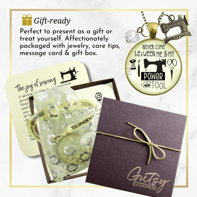 Gutsy Goodness Seamstress Necklace My Powertool Quote Sewing Jewelry Machine Charm - Gutsy Goodness Handmade Jewelry;Seamstress Necklace My Powertool Quote Sewing Jewelry Machine Charm - Gutsy Goodness Handmade Jewelry Gifts