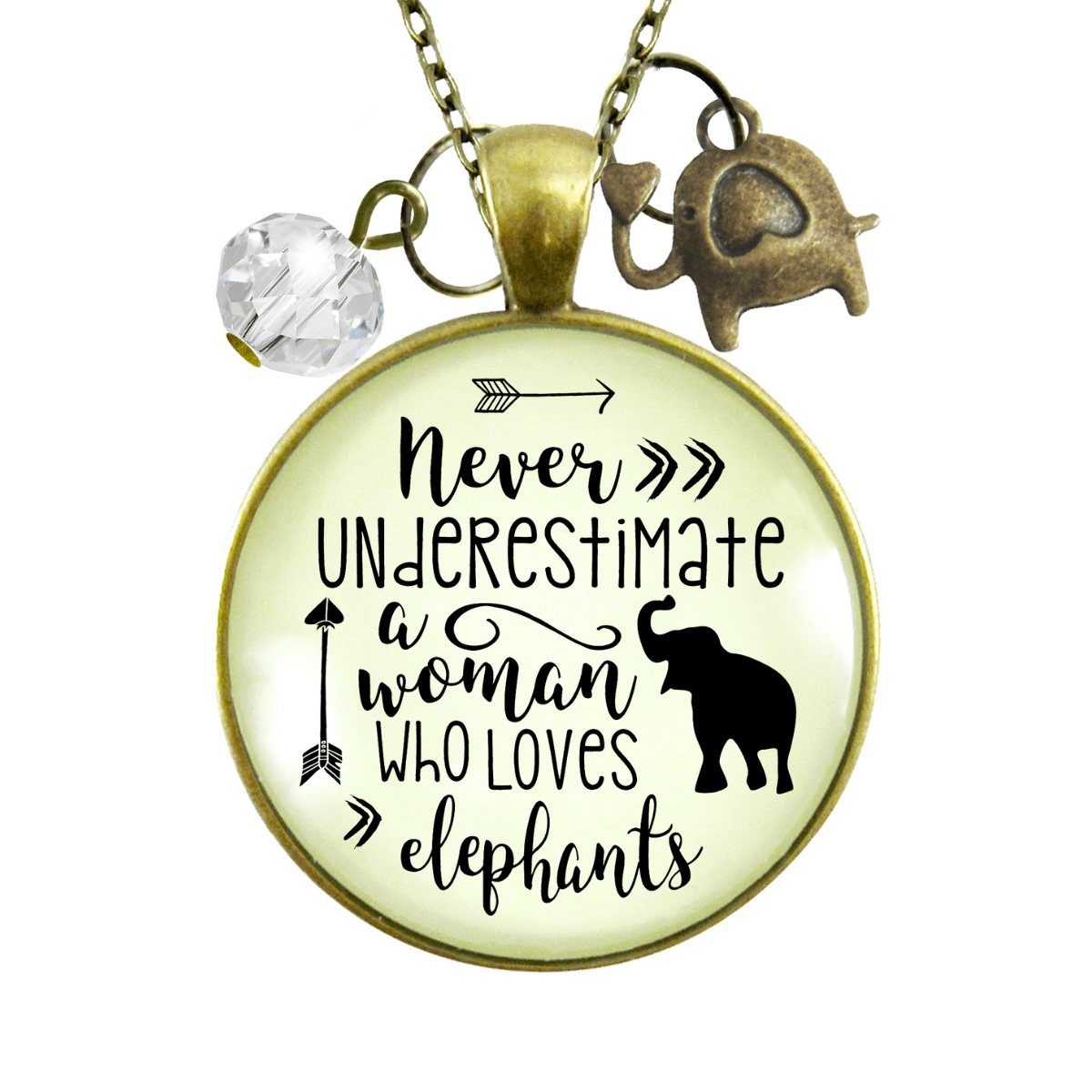 Gutsy Goodness Elephant Necklace Never Underestimate Woman Loves Mantra Boho Jewelry - Gutsy Goodness Handmade Jewelry;Elephant Necklace Never Underestimate Woman Loves Mantra Boho Jewelry - Gutsy Goodness Handmade Jewelry Gifts