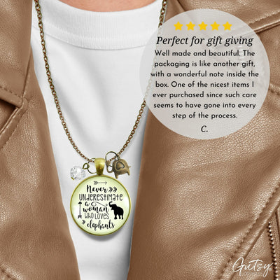 Gutsy Goodness Elephant Necklace Never Underestimate Woman Loves Mantra Boho Jewelry - Gutsy Goodness Handmade Jewelry;Elephant Necklace Never Underestimate Woman Loves Mantra Boho Jewelry - Gutsy Goodness Handmade Jewelry Gifts