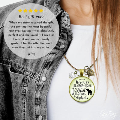 Gutsy Goodness Elephant Necklace Never Underestimate Woman Loves Mantra Boho Jewelry - Gutsy Goodness Handmade Jewelry;Elephant Necklace Never Underestimate Woman Loves Mantra Boho Jewelry - Gutsy Goodness Handmade Jewelry Gifts