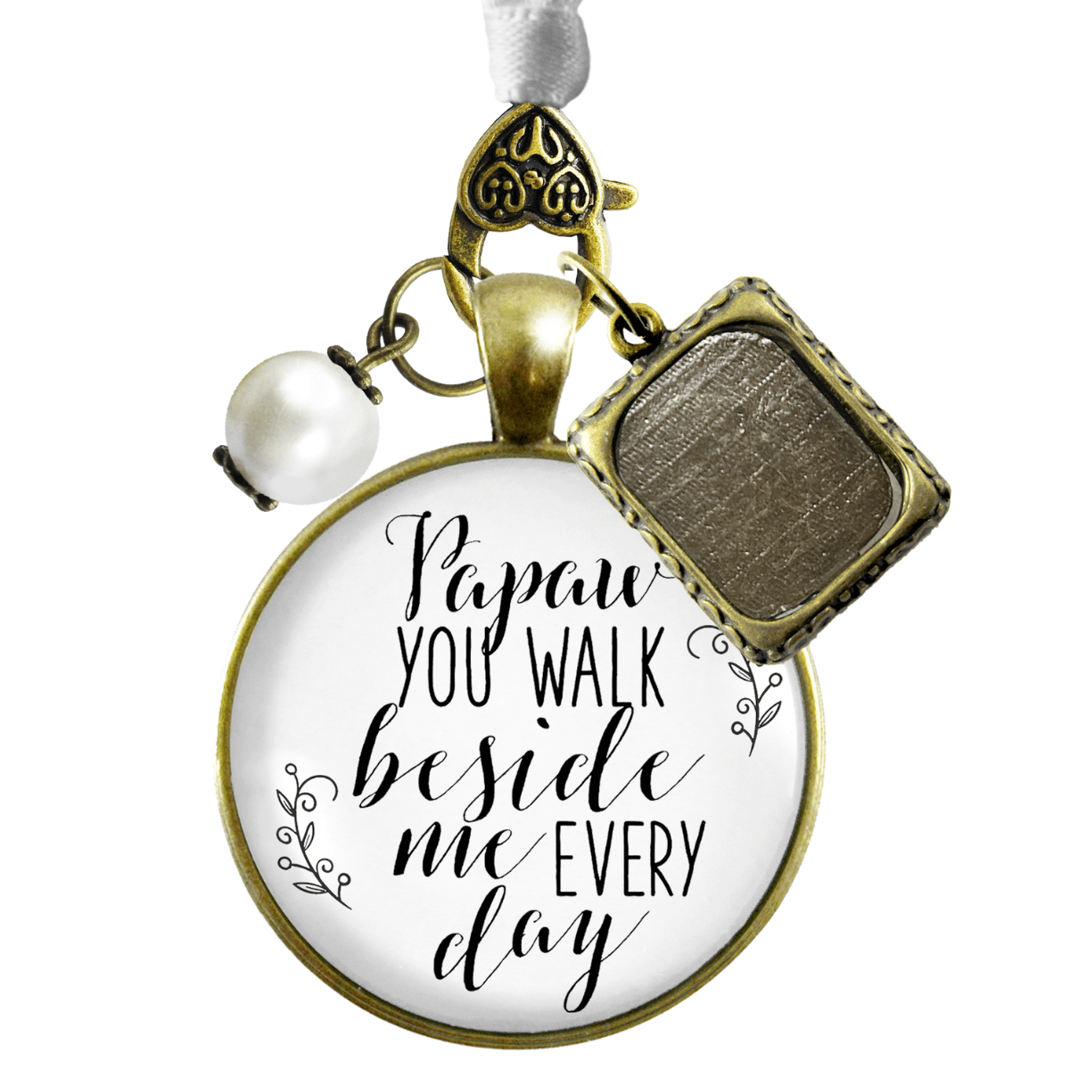 Papaw You Walk Beside Me Every Day BRONZE - WHITE - WHITE BEAD