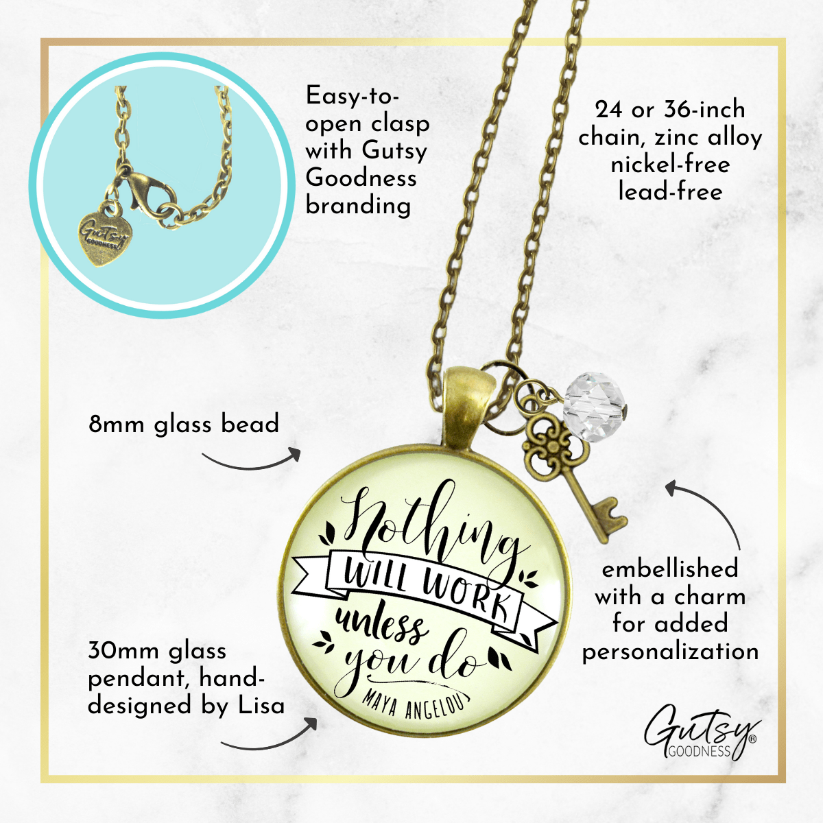 Gutsy Goodness Hustle Necklace Nothing Will Work Unless You Do Mantra Jewelry Entrepreneur Gift - Gutsy Goodness Handmade Jewelry;Hustle Necklace Nothing Will Work Unless You Do Mantra Jewelry Entrepreneur Gift - Gutsy Goodness Handmade Jewelry Gifts