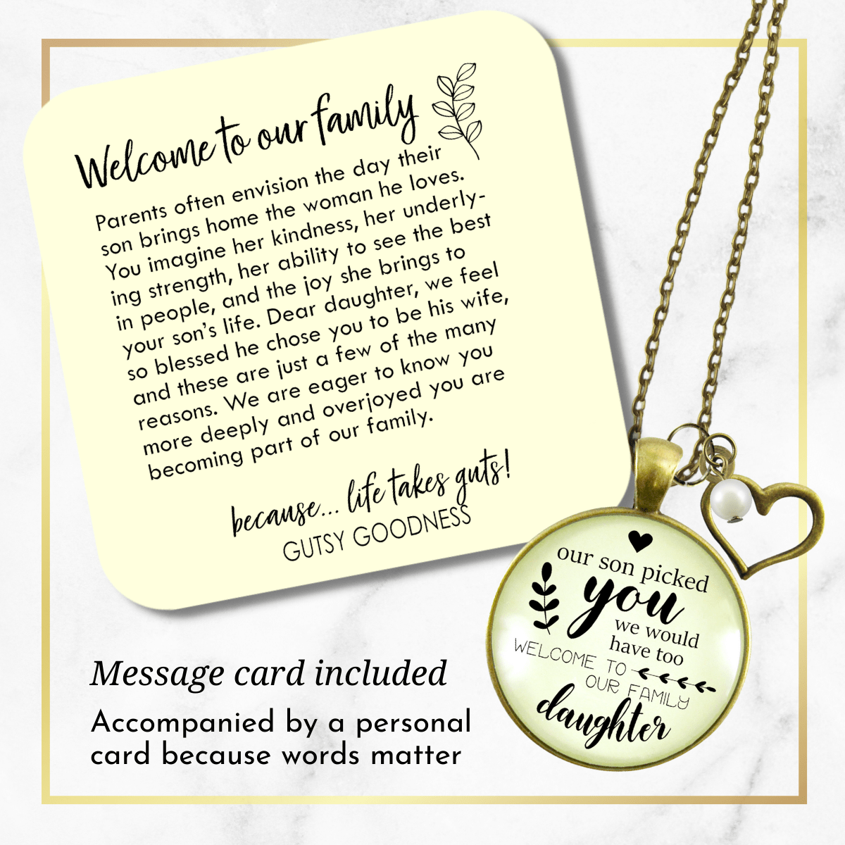Gutsy Goodness Daughter in Law Necklace Our Son Picked You Bride Wedding Jewelry - Gutsy Goodness Handmade Jewelry;Daughter In Law Necklace Our Son Picked You Bride Wedding Jewelry - Gutsy Goodness Handmade Jewelry Gifts
