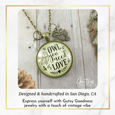 Gutsy Goodness Owl Necklace You Need Love Vintage Friendship Quote Pendant Jewelry - Gutsy Goodness Handmade Jewelry;Owl Necklace You Need Love Vintage Friendship Quote Pendant Jewelry - Gutsy Goodness Handmade Jewelry Gifts