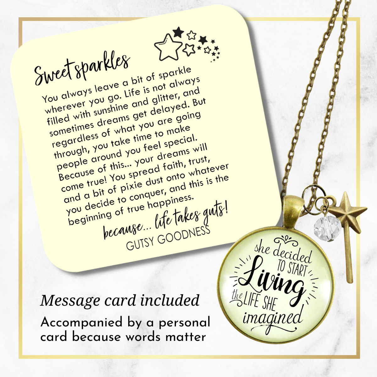 Gutsy Goodness Choice Necklace She Decided Start Living Life She Imagined Women Mantra Jewelry - Gutsy Goodness;Choice Necklace She Decided Start Living Life She Imagined Women Mantra Jewelry - Gutsy Goodness Handmade Jewelry Gifts