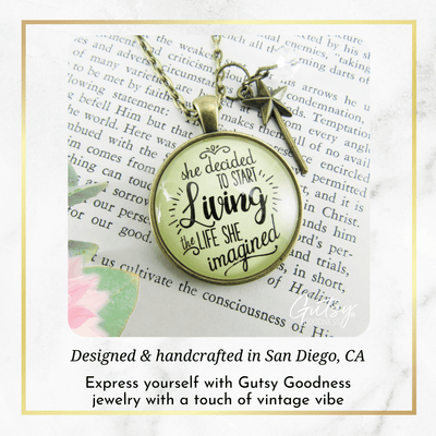 Gutsy Goodness Choice Necklace She Decided Start Living Life She Imagined Women Mantra Jewelry - Gutsy Goodness;Choice Necklace She Decided Start Living Life She Imagined Women Mantra Jewelry - Gutsy Goodness Handmade Jewelry Gifts