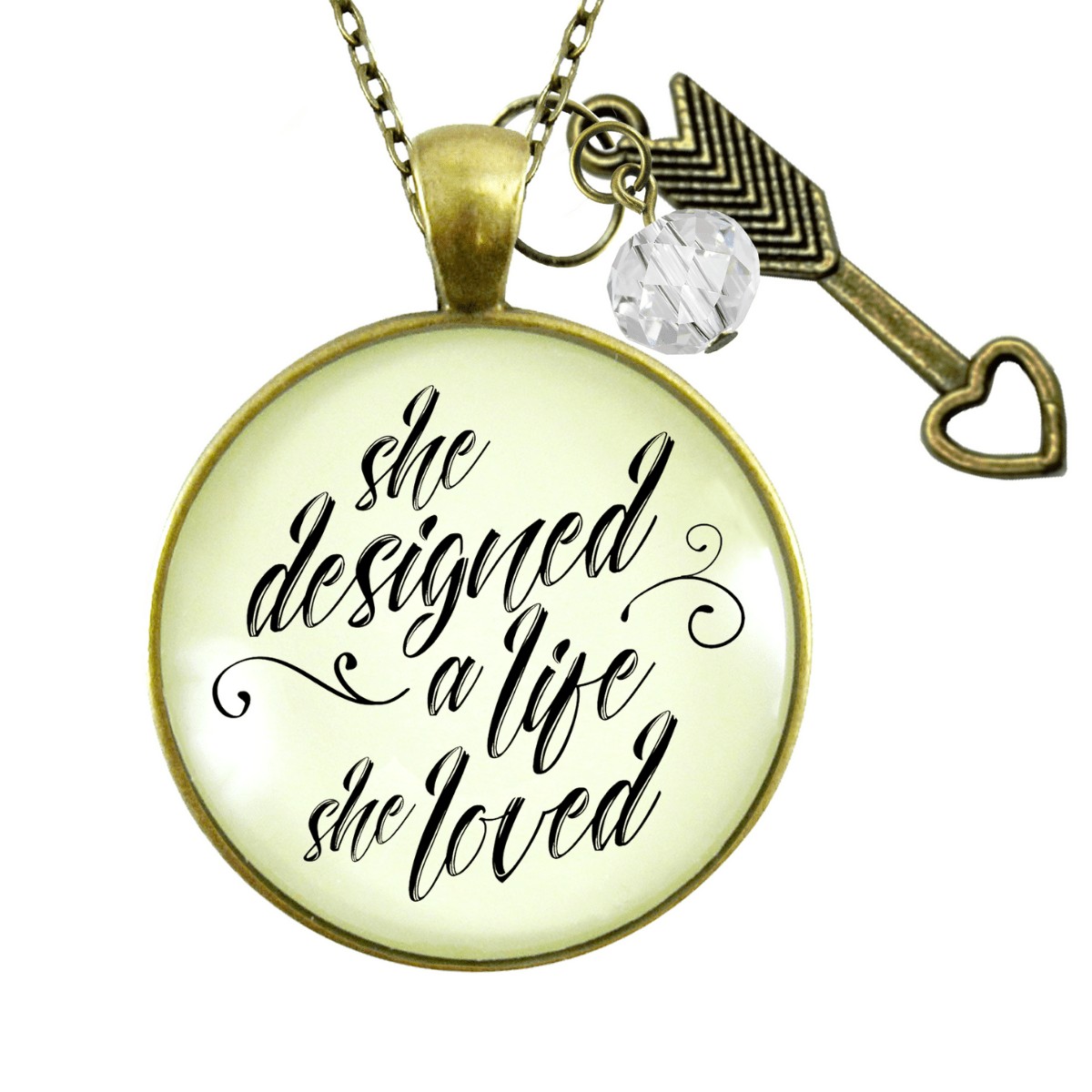 Gutsy Goodness She Designed Life Loved Necklace Purpose Inspired Brave Quote Jewelry - Gutsy Goodness Handmade Jewelry;She Designed Life Loved Necklace Purpose Inspired Brave Quote Jewelry - Gutsy Goodness Handmade Jewelry Gifts