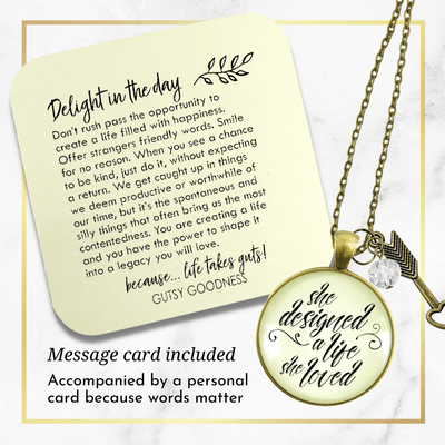 Gutsy Goodness She Designed Life Loved Necklace Purpose Inspired Brave Quote Jewelry - Gutsy Goodness Handmade Jewelry;She Designed Life Loved Necklace Purpose Inspired Brave Quote Jewelry - Gutsy Goodness Handmade Jewelry Gifts