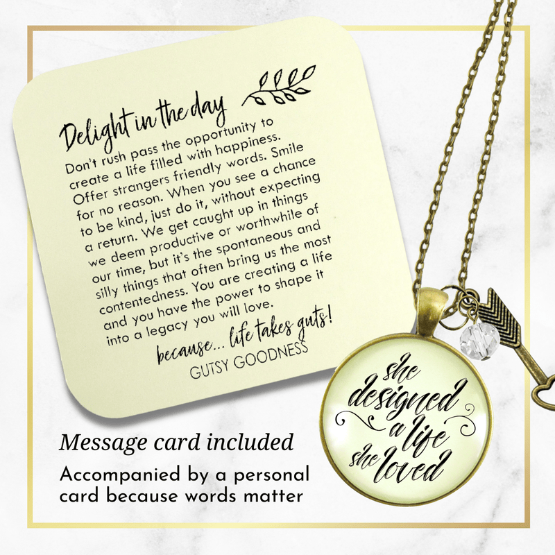 Gutsy Goodness She Designed Life Loved Necklace Purpose Inspired Brave Quote Jewelry - Gutsy Goodness Handmade Jewelry;She Designed Life Loved Necklace Purpose Inspired Brave Quote Jewelry - Gutsy Goodness Handmade Jewelry Gifts