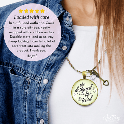 Gutsy Goodness She Designed Life Loved Necklace Purpose Inspired Brave Quote Jewelry - Gutsy Goodness Handmade Jewelry;She Designed Life Loved Necklace Purpose Inspired Brave Quote Jewelry - Gutsy Goodness Handmade Jewelry Gifts