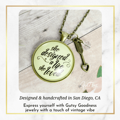 Gutsy Goodness She Designed Life Loved Necklace Purpose Inspired Brave Quote Jewelry - Gutsy Goodness Handmade Jewelry;She Designed Life Loved Necklace Purpose Inspired Brave Quote Jewelry - Gutsy Goodness Handmade Jewelry Gifts