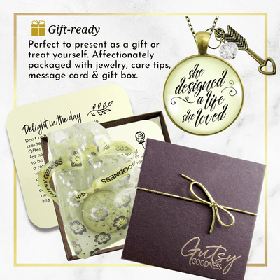 Gutsy Goodness She Designed Life Loved Necklace Purpose Inspired Brave Quote Jewelry - Gutsy Goodness Handmade Jewelry;She Designed Life Loved Necklace Purpose Inspired Brave Quote Jewelry - Gutsy Goodness Handmade Jewelry Gifts