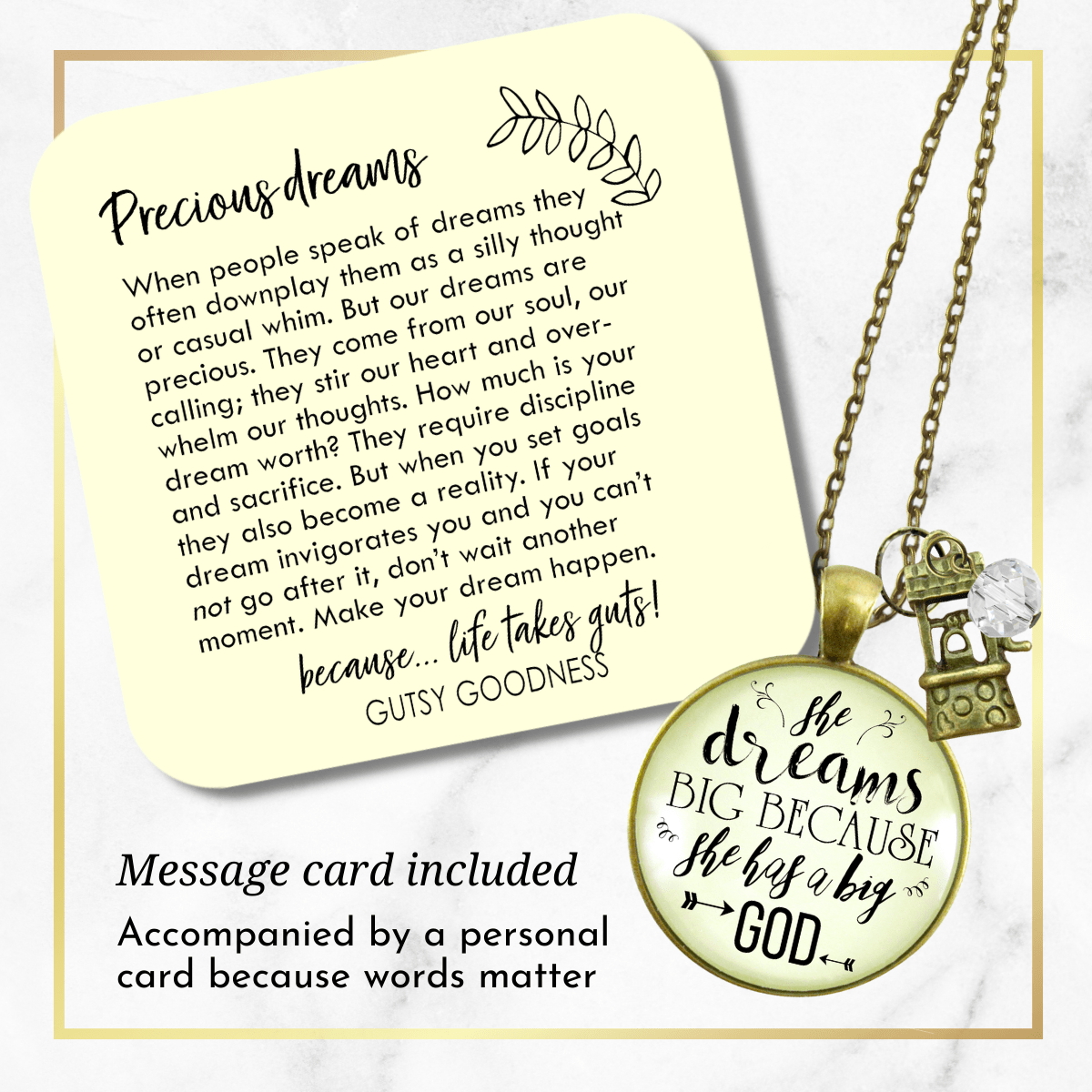 Gutsy Goodness Dreamer Necklace She Dreams Big God Faith Inspired Women Jewelry - Gutsy Goodness;Dreamer Necklace She Dreams Big God Faith Inspired Women Jewelry - Gutsy Goodness Handmade Jewelry Gifts