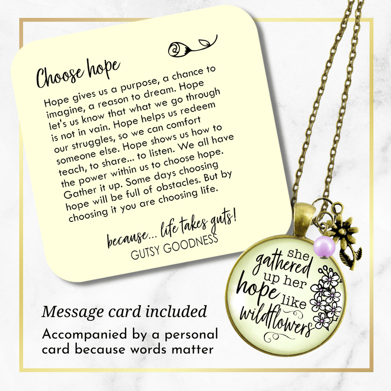 Gutsy Goodness She Gathered Hope Wildflowers Inspirational Necklace Faith Jewelry - Gutsy Goodness Handmade Jewelry;She Gathered Hope Wildflowers Inspirational Necklace Faith Jewelry - Gutsy Goodness Handmade Jewelry Gifts