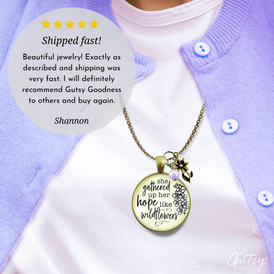 Gutsy Goodness She Gathered Hope Wildflowers Inspirational Necklace Faith Jewelry - Gutsy Goodness Handmade Jewelry;She Gathered Hope Wildflowers Inspirational Necklace Faith Jewelry - Gutsy Goodness Handmade Jewelry Gifts