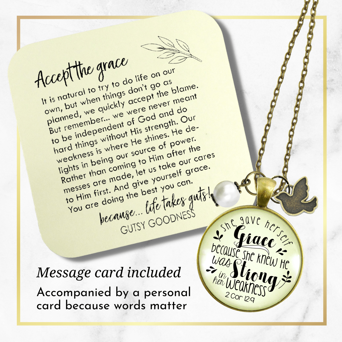 Gutsy Goodness She Gave Herself Grace Christian Necklace Bible Quote Dove Jewelry - Gutsy Goodness Handmade Jewelry;She Gave Herself Grace Christian Necklace Bible Quote Dove Jewelry - Gutsy Goodness Handmade Jewelry Gifts