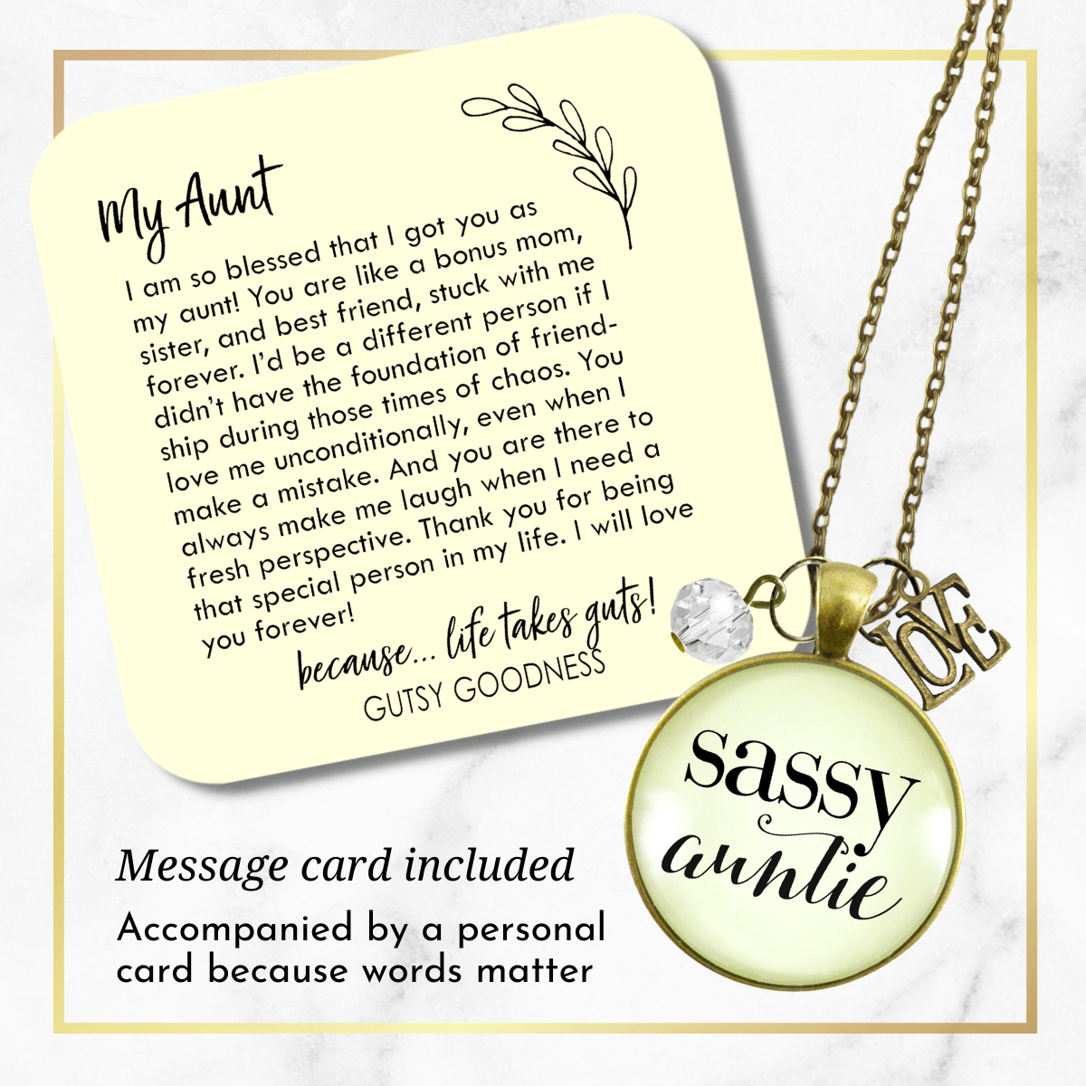 Gutsy Goodness Sassy Auntie Necklace Glam Quote Fun Gift Womens Jewelry Special - Gutsy Goodness Handmade Jewelry;Sassy Auntie Necklace Glam Quote Fun Gift Womens Jewelry Special - Gutsy Goodness Handmade Jewelry Gifts
