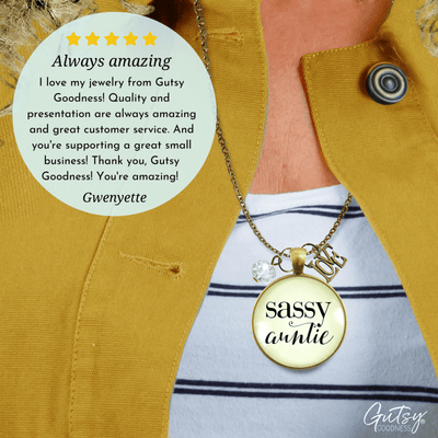Gutsy Goodness Sassy Auntie Necklace Glam Quote Fun Gift Womens Jewelry Special - Gutsy Goodness Handmade Jewelry;Sassy Auntie Necklace Glam Quote Fun Gift Womens Jewelry Special - Gutsy Goodness Handmade Jewelry Gifts