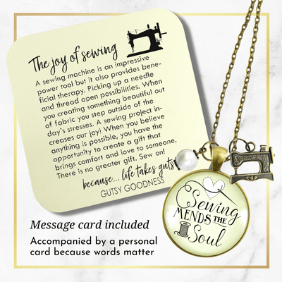 Gutsy Goodness Sewing Mends Soul Seamstress Necklace Jewelry Gift Machine Charm - Gutsy Goodness;Sewing Mends Soul Seamstress Necklace Jewelry Gift Machine Charm - Gutsy Goodness Handmade Jewelry Gifts