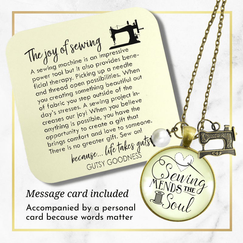 Gutsy Goodness Sewing Mends Soul Seamstress Necklace Jewelry Gift Machine Charm - Gutsy Goodness;Sewing Mends Soul Seamstress Necklace Jewelry Gift Machine Charm - Gutsy Goodness Handmade Jewelry Gifts