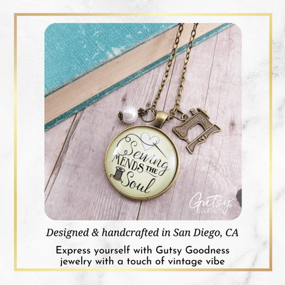 Gutsy Goodness Sewing Mends Soul Seamstress Necklace Jewelry Gift Machine Charm - Gutsy Goodness;Sewing Mends Soul Seamstress Necklace Jewelry Gift Machine Charm - Gutsy Goodness Handmade Jewelry Gifts