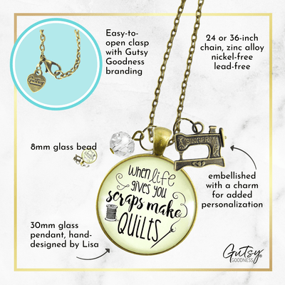 Gutsy Goodness Sewing Mends Soul Seamstress Necklace Jewelry Gift Machine Charm - Gutsy Goodness;Sewing Mends Soul Seamstress Necklace Jewelry Gift Machine Charm - Gutsy Goodness Handmade Jewelry Gifts