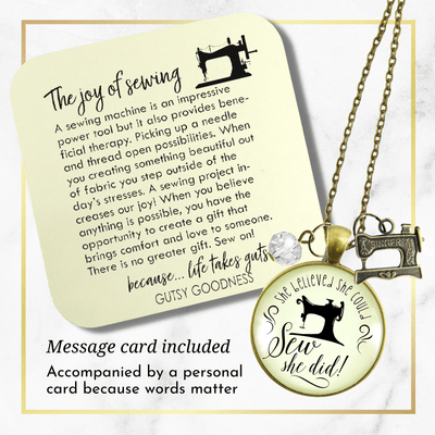 Gutsy Goodness She Believed She Could SEW She Did Seamstress Necklace Jewelry Gift - Gutsy Goodness;She Believed She Could Sew She Did Seamstress Necklace Jewelry Gift - Gutsy Goodness Handmade Jewelry Gifts