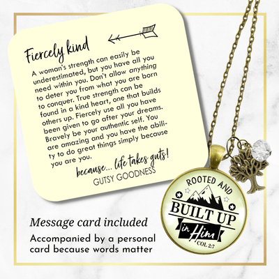 Christian Verse Necklace Rooted Built Up in Him Faith in God Jewelry - Gutsy Goodness