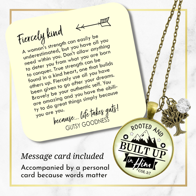 Christian Verse Necklace Rooted Built Up in Him Faith in God Jewelry - Gutsy Goodness