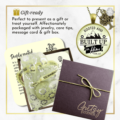 Christian Verse Necklace Rooted Built Up in Him Faith in God Jewelry - Gutsy Goodness