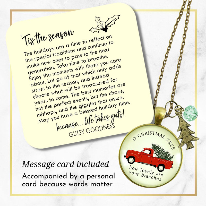 Red Truck Christmas Necklace Vintage Holiday Tree Charm Jewelry Gift