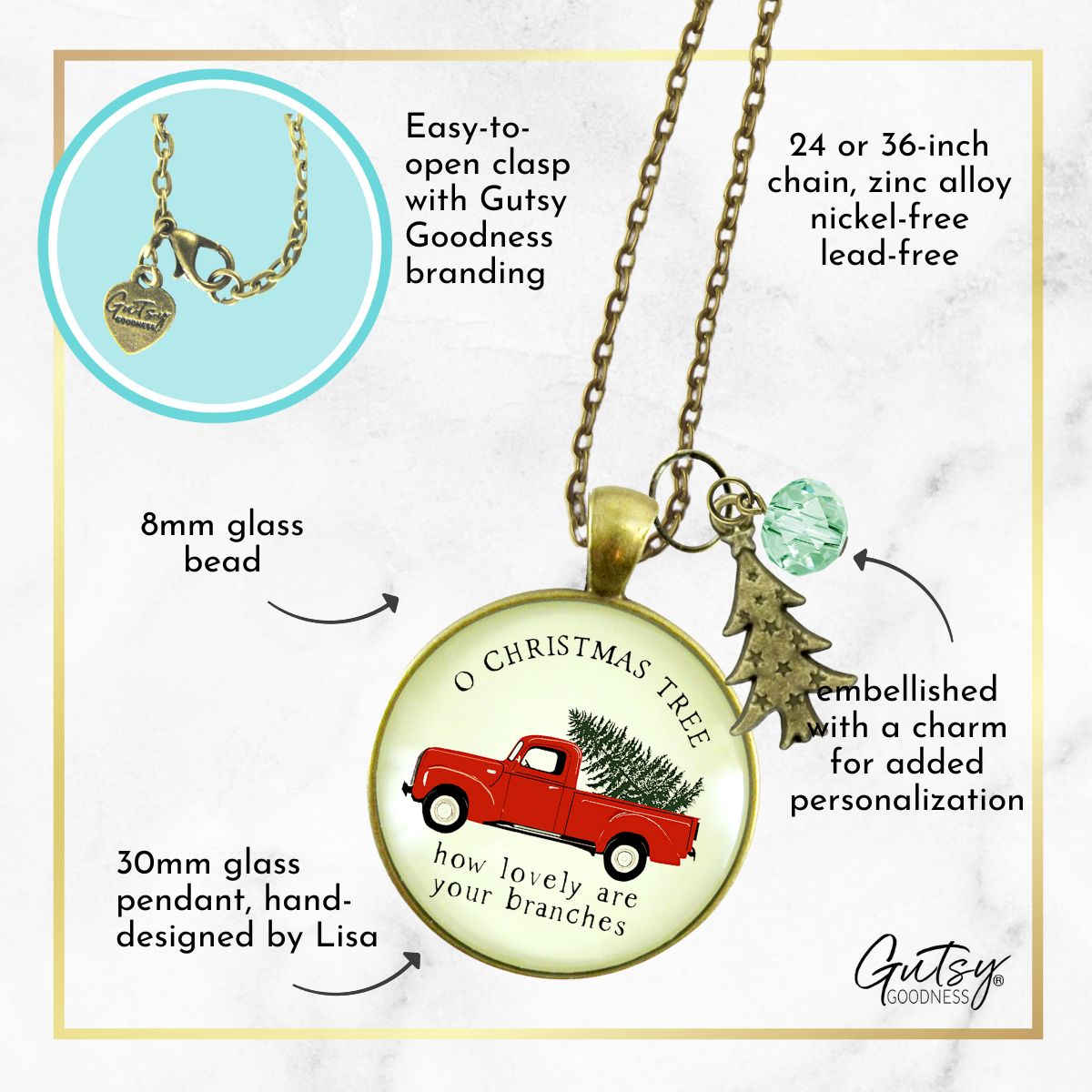 Red Truck Christmas Necklace Vintage Holiday Tree Charm Jewelry Gift