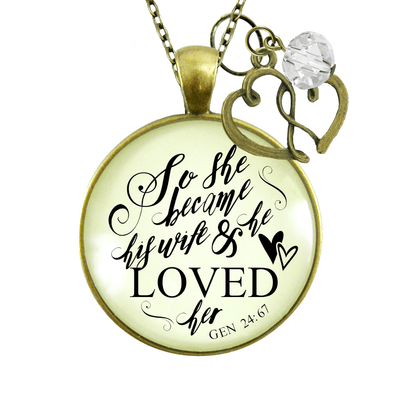 Gutsy Goodness Love My Wife Necklace Faith Inspired Quote Meaningful Anniversary Jewelry - Gutsy Goodness Handmade Jewelry;So She Became His Wife And He Loved Her - Gutsy Goodness Handmade Jewelry Gifts