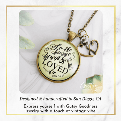 Gutsy Goodness Love My Wife Necklace Faith Inspired Quote Meaningful Anniversary Jewelry - Gutsy Goodness Handmade Jewelry;So She Became His Wife And He Loved Her - Gutsy Goodness Handmade Jewelry Gifts