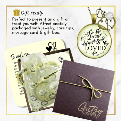 Gutsy Goodness Love My Wife Necklace Faith Inspired Quote Meaningful Anniversary Jewelry - Gutsy Goodness Handmade Jewelry;So She Became His Wife And He Loved Her - Gutsy Goodness Handmade Jewelry Gifts