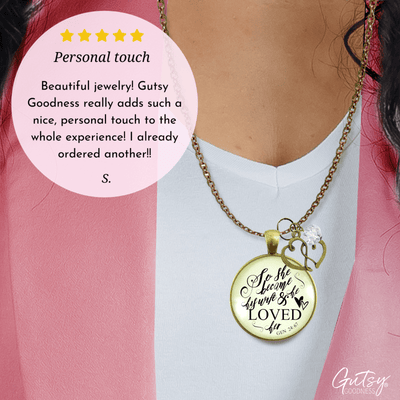 Gutsy Goodness Love My Wife Necklace Faith Inspired Quote Meaningful Anniversary Jewelry - Gutsy Goodness Handmade Jewelry;So She Became His Wife And He Loved Her - Gutsy Goodness Handmade Jewelry Gifts
