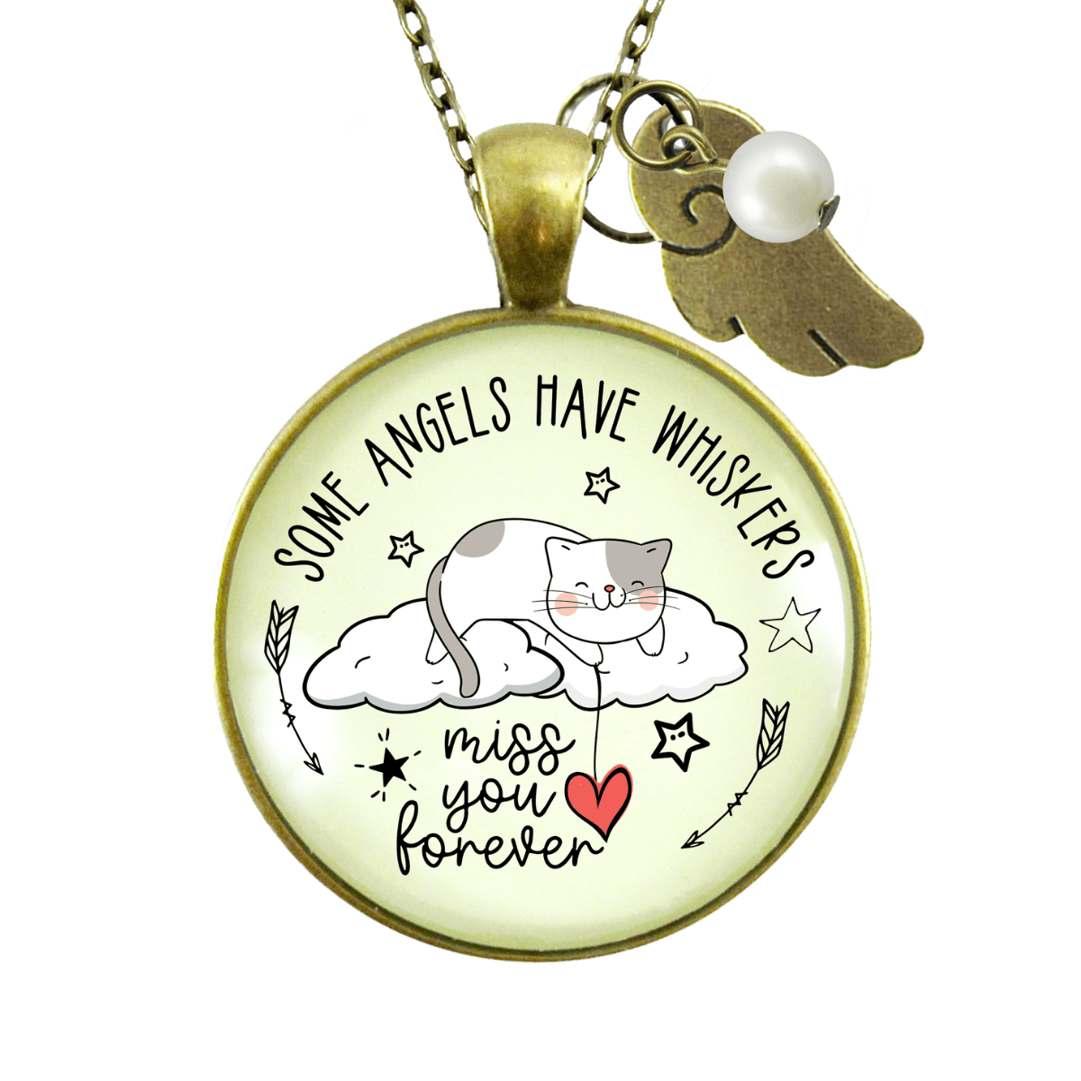 Gutsy Goodness Cat Memorial Necklace Some Angels Have Whiskers - Gutsy Goodness;Cat Memorial Necklace Some Angels Have Whiskers - Gutsy Goodness Handmade Jewelry Gifts