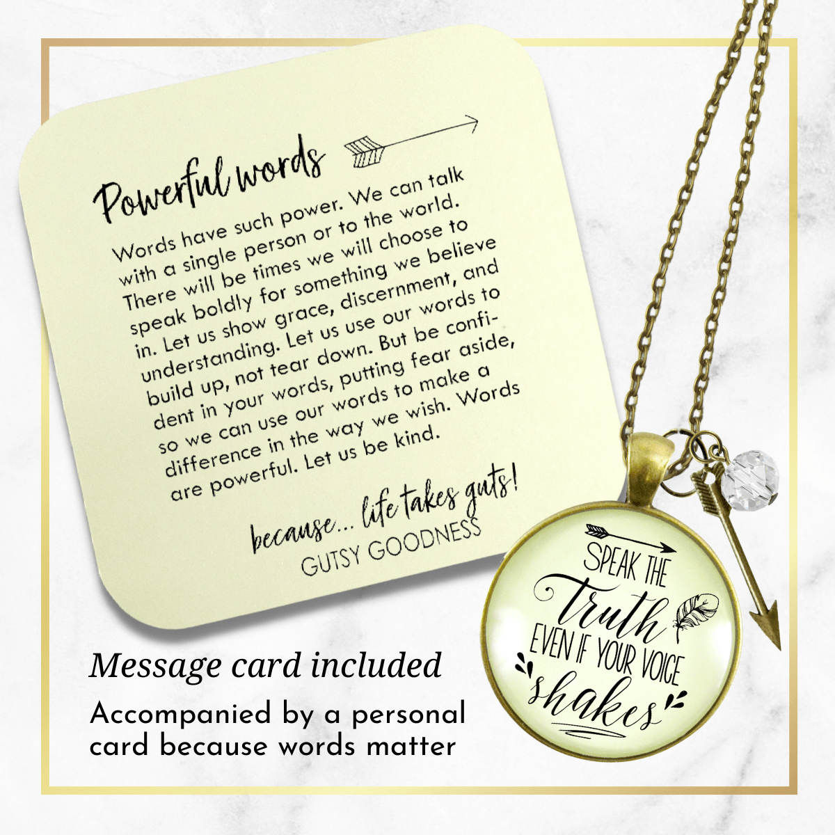 Gutsy Goodness Speak Truth Even Voice Shakes Necklace Brave Jewelry Message - Gutsy Goodness Handmade Jewelry;Speak Truth Even Voice Shakes Necklace Brave Jewelry Message - Gutsy Goodness Handmade Jewelry Gifts