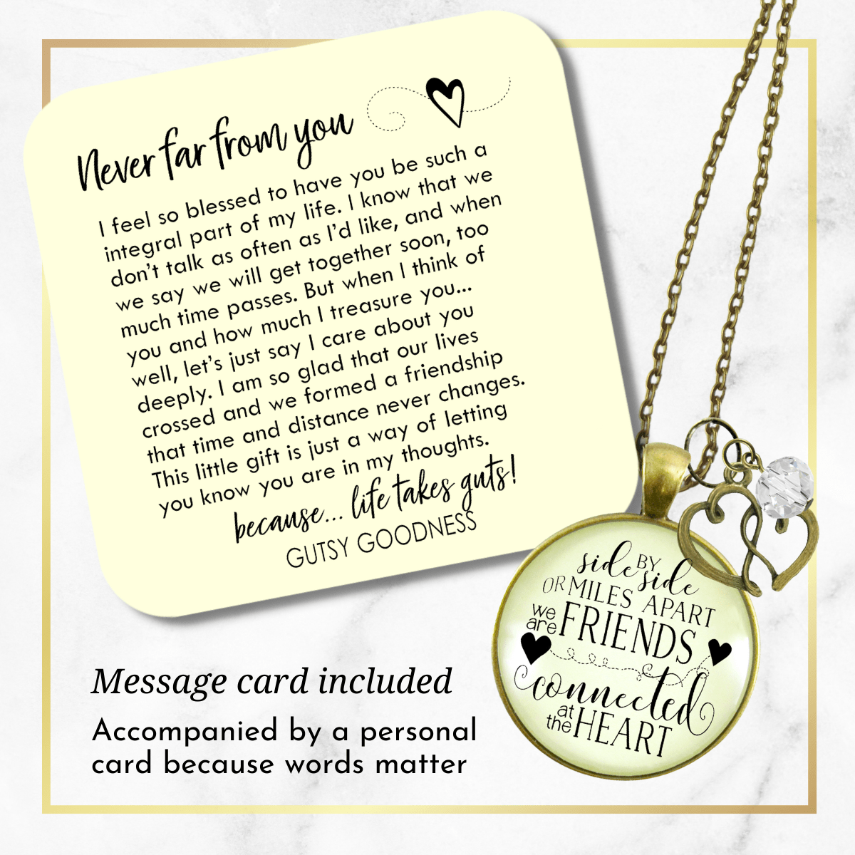 Gutsy Goodness Best Friends Necklace Side by Side Long Distance Quote Gift Jewelry - Gutsy Goodness Handmade Jewelry;Best Friends Necklace Side By Side Long Distance Quote Gift Jewelry - Gutsy Goodness Handmade Jewelry Gifts