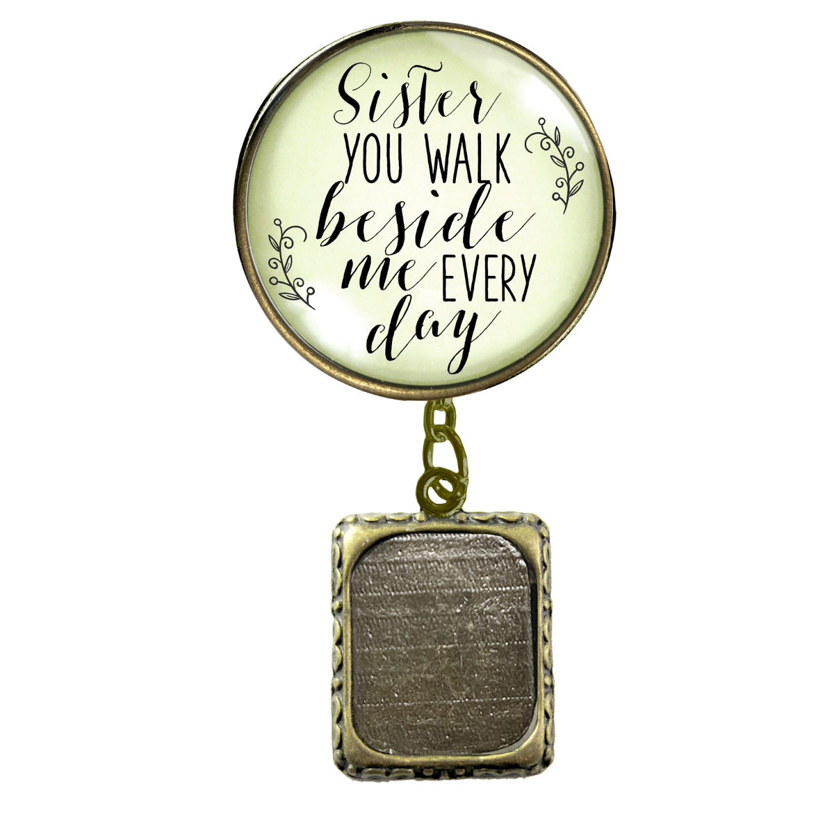 Wedding Memorial Boutonniere Pin Photo Frame Honor Sister Vintage Cream For Men - Gutsy Goodness