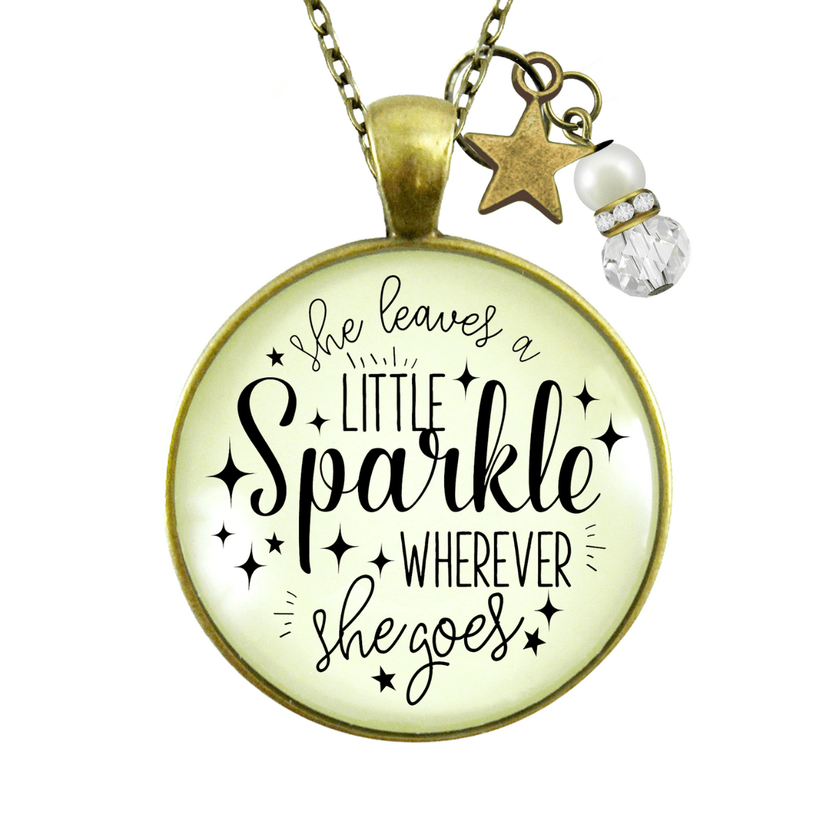 Gutsy Goodness She Leaves a Little Sparkle Glam Quote Necklace Life Jewelry Gift Star Charm - Gutsy Goodness Handmade Jewelry;She Leaves A Little Sparkle Glam Quote Necklace Life Jewelry Gift Star Charm - Gutsy Goodness Handmade Jewelry Gifts