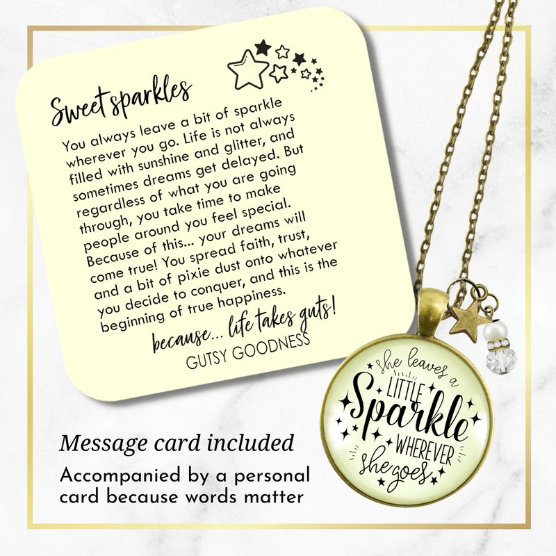 Gutsy Goodness She Leaves a Little Sparkle Glam Quote Necklace Life Jewelry Gift Star Charm - Gutsy Goodness Handmade Jewelry;She Leaves A Little Sparkle Glam Quote Necklace Life Jewelry Gift Star Charm - Gutsy Goodness Handmade Jewelry Gifts